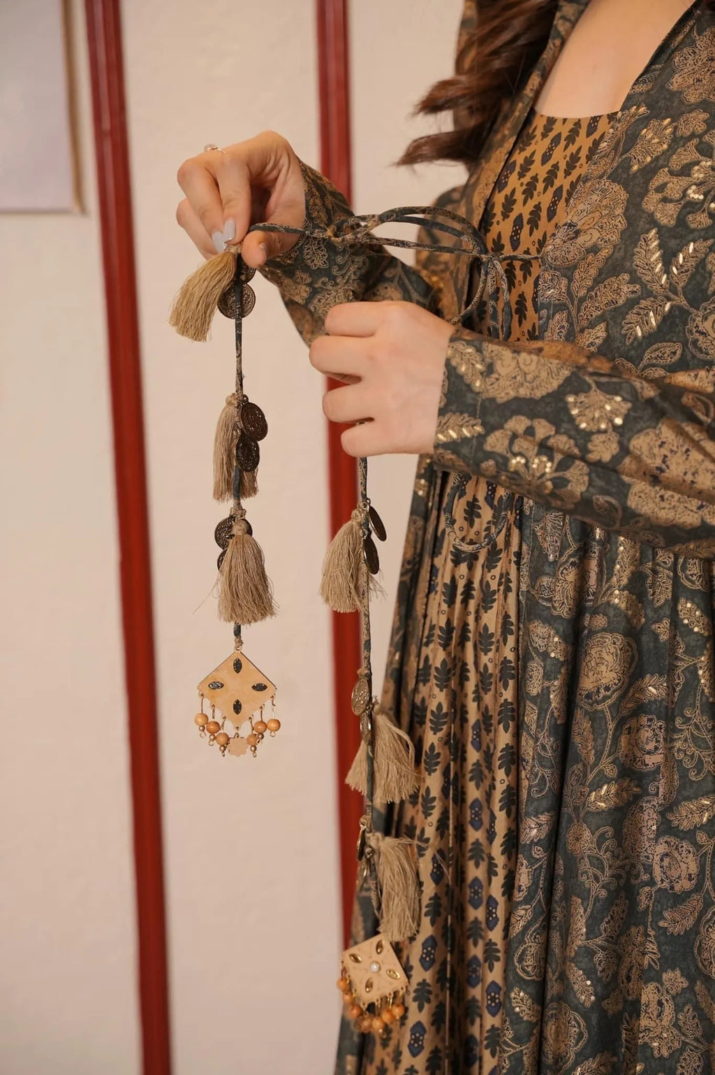 grey floral shrug set